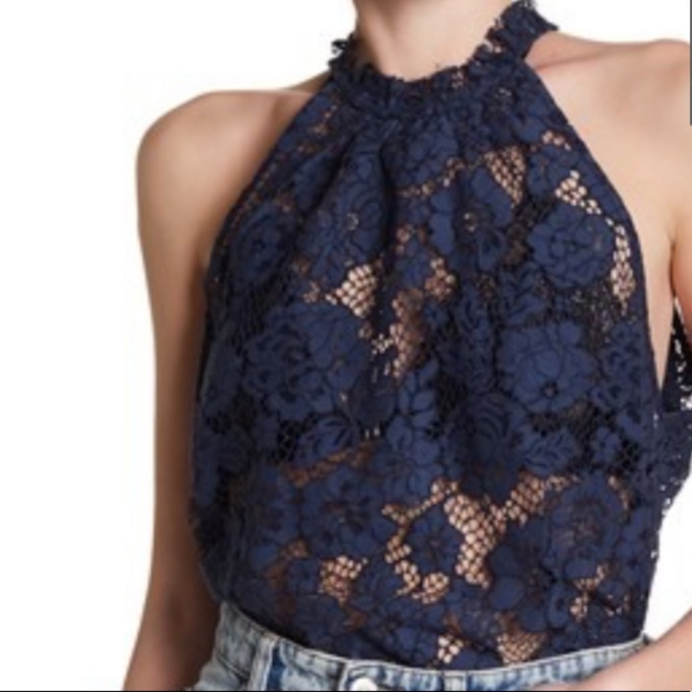 NWT Free People Lace Tank Blue